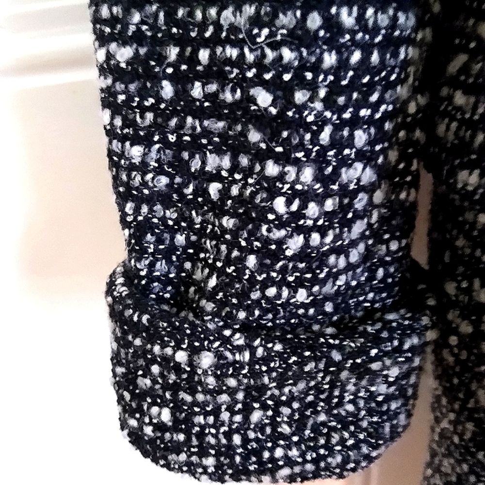 EXQUISITE ESCADA WOOL COTTON BLEND BLACK WHITE TWEED BOUCLE LACE SKIRT SUIT 10/8 - Picture 4 of 10